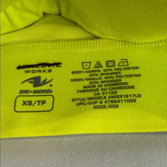 Athletic Works Sports Bra DRI-MORE TECH Bright Yellow Tie-Dye Women Sz XS - Picture 6 of 8